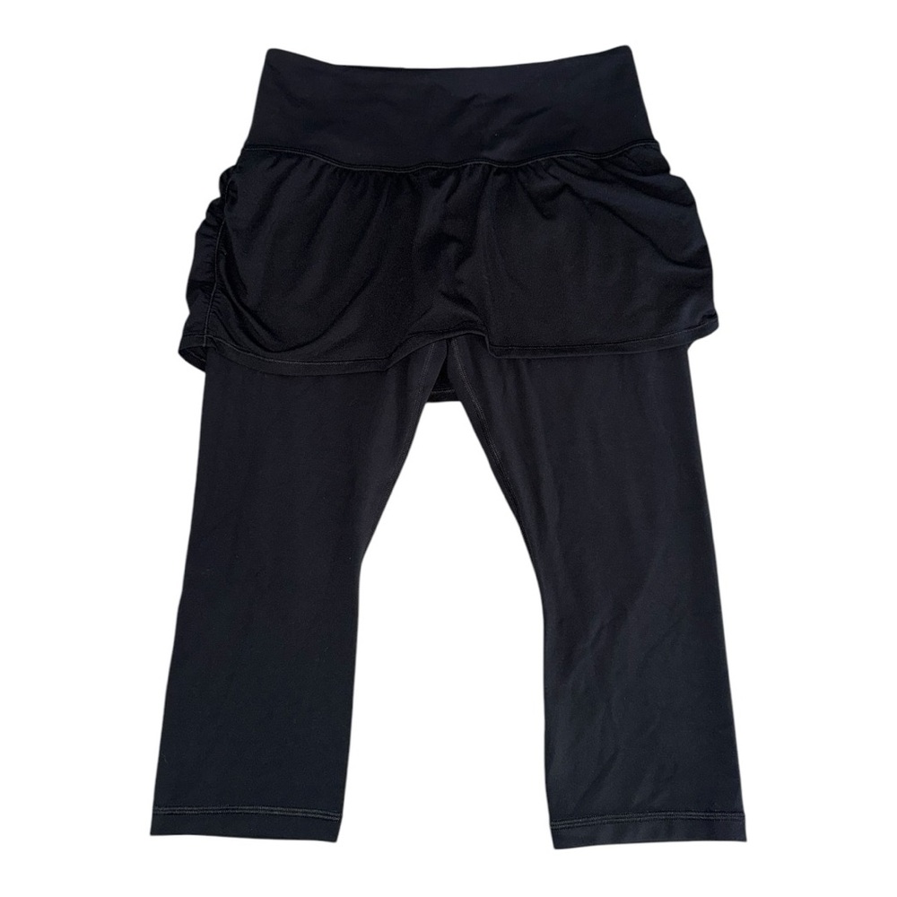 Athleta Elation 2 In 1 Black Skirted Cropped Capri Leggings Size Medium Petite
